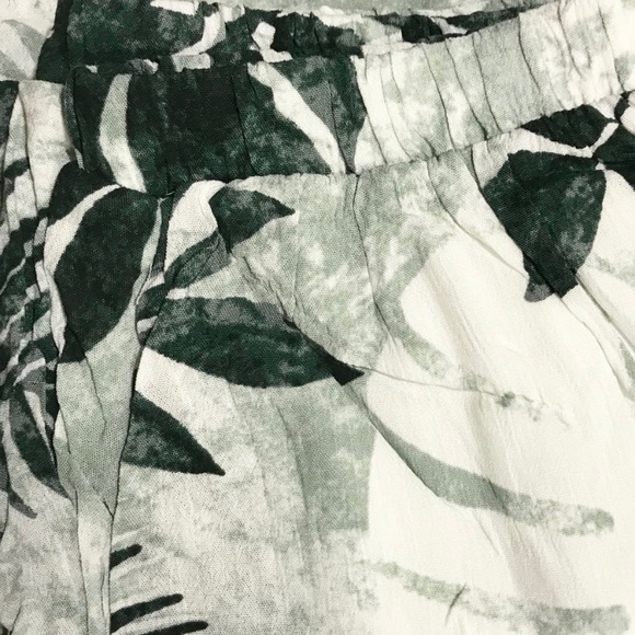 ☀️IVORY GREEN TROPICAL PALM LEAVES PANTS - Picture 5 of 8